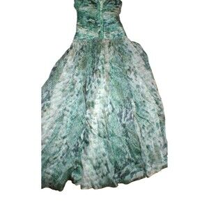 New 38 Carlos Miele Womens 4 Silk Runway Gown Dress Strapless Silk Green Snake